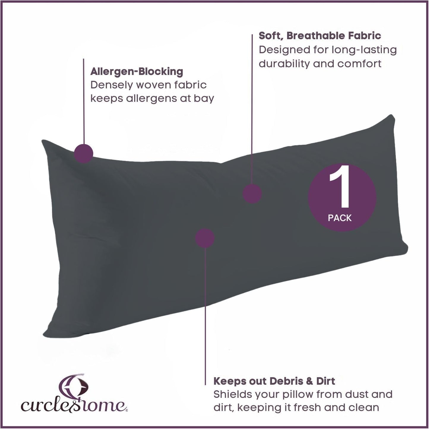 CirclesHome Pillow Protectors 4 Pack Standard Zippered - 100% Cotton Breathable Pillowcases - Protects Pillows from Dirt, Dust and Debri (Standard - Set of 4 - 20x26)