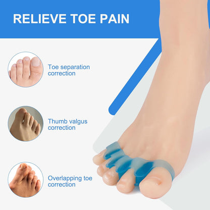 Pure Comfort Silicone Toe Separators – White – Bunion Corrector & Hammertoe Straightener for Overlapping Toes, Plantar Fasciitis Relief – Adjustable Gel Toe Spacers for Yoga, Running & Daily Wear – Washable & Reusable (2 Pairs)