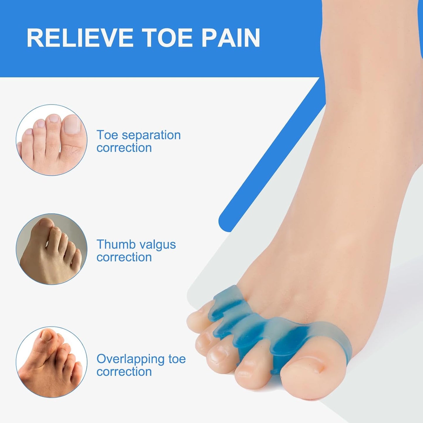 White Gel Toe Separators for Bunions and Hammertoes – 1 Pairs
