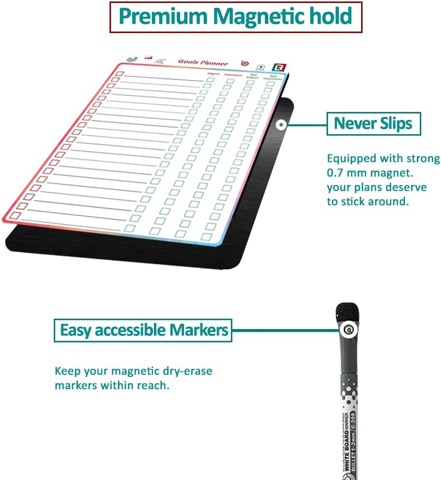 4 PCS Reusable Dry Erase Habit Tracker & Goal Planner |8.3 x 11.7''| with 6 PCS Magnetic Dry Erase Markers, Used as Fitness Planner, Reward, Behavior Chart & Chore Chart for Kids and Adults…