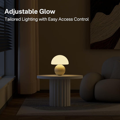 Dawnwake Mushroom Lamp Table Lamp for Bedroom,Desk Bedside Small Lamps for Living Room Night Stands,Mushroom Decor Cute Mini Modern Mid Century Lamps,Unique Aesthetic Home Living Room Decor(White)
