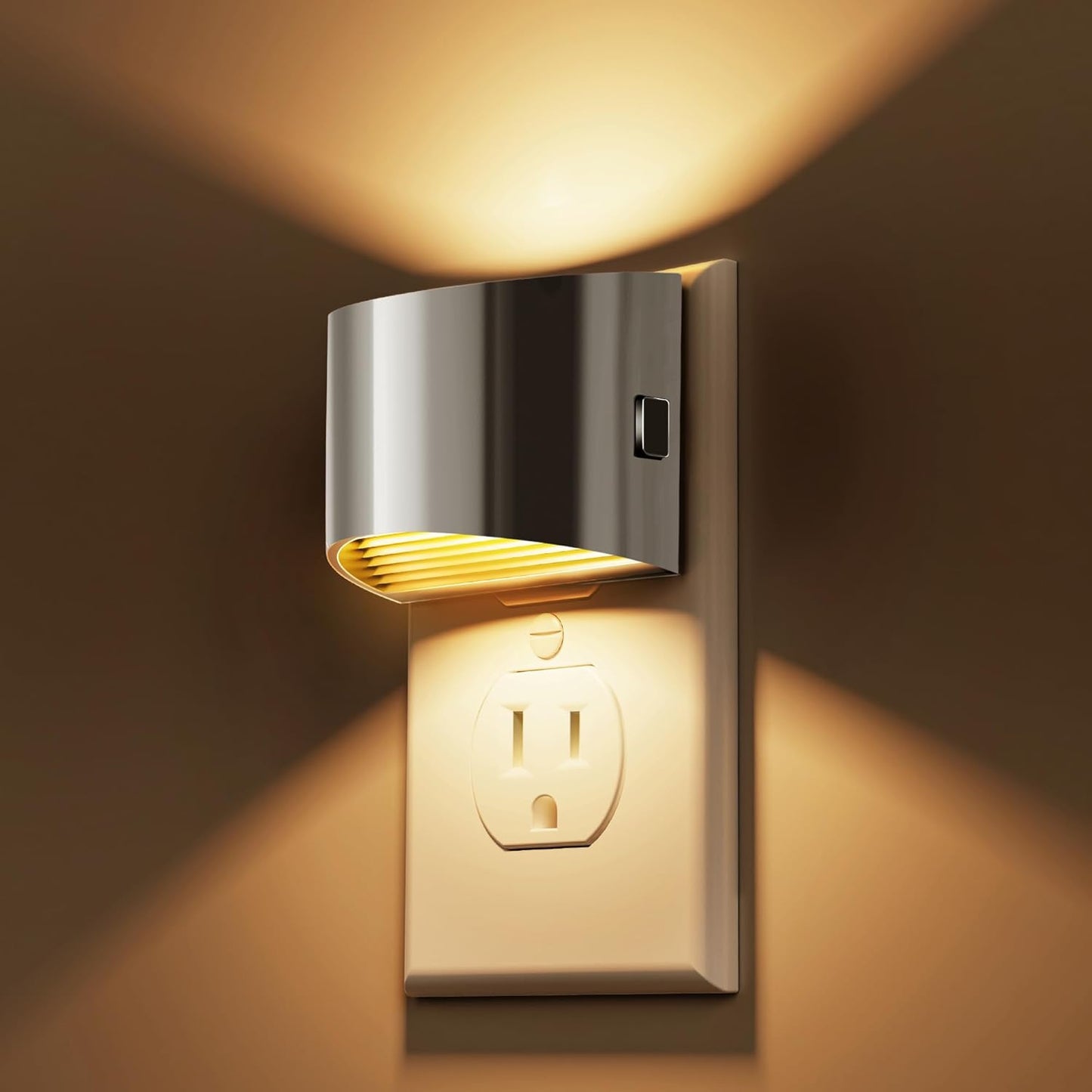 L LOHAS LED Night Light, Night Lights Plug into Wall with Dusk to Dawn Sensor, 3 Brightness Level, 2 Pack, 1600K Amber, White Housing