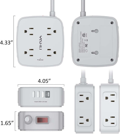 YISHU 6Ft Surge Protector Power Strip with 8 Widely Outlets & 4 USB Ports