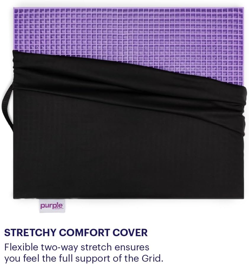 Purple Royal Seat Cushion, Portable 2 Inch Gel Seat Cushion, GelFlex Grid | Handles for Car, Office Chair, Stadium - Pressure-Reducing for Hard Seats, Temperature-Neutral, No-Slip - Made in USA