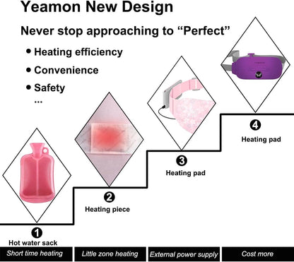 Portable Cordless Heating Pad, Electric Waist Belt Device, Fast Heating Pad with 3 Heat Levels and 3 Massage Modes, Back or Belly Heating Pad, Gift for Her, Women and Girl