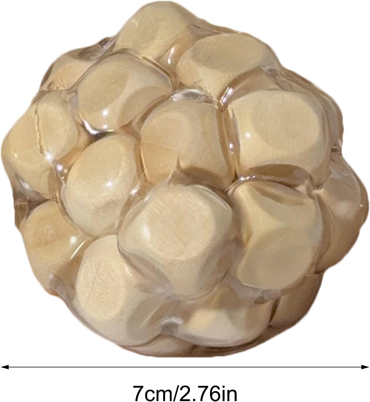 Stress Relief Ball with Wooden Blocks Inside, TPR Sensory Fidget Toy for Anxiety Relief – Portable Calming Squeeze Ball for Hand Kneading, Pinching & Pulling, for Stress Management 1pc
