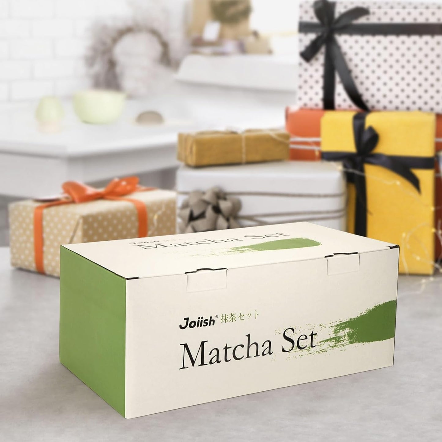 Joiish Matcha Whisk Set, Matcha Kit 10-Pcs, Bamboo Whisk and Ceramic Bowl with Spout & Measuring Spoon & Cup, Japanese Ceremony Matcha Tea Powder Making Tools, Light Green