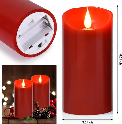 2PACK Outdoor Plastic flameless Candles with Remote Control and Timer, LED Flickering Battery Operated Electric Pillar Candles (D3 xH5.5) for Camping, Weddings, Home Decoration