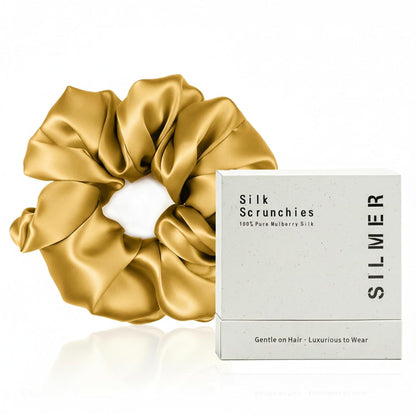 Silmer 22 Momme Silk Pillow Scrunchie Air, Oversized Lightweight Mulberry Silk Hair Tie with High Elasticity, Soft Padded No Crease Ponytail & Sleep Holder (Dusty Rose, 1Pc)