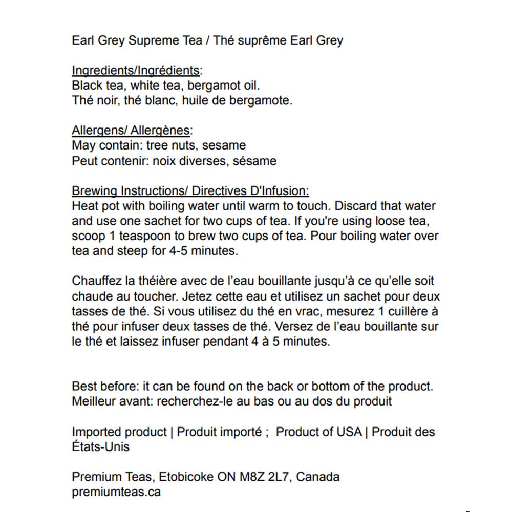 Harney & Sons Earl Grey Supreme Tea Sachets, 50 Count