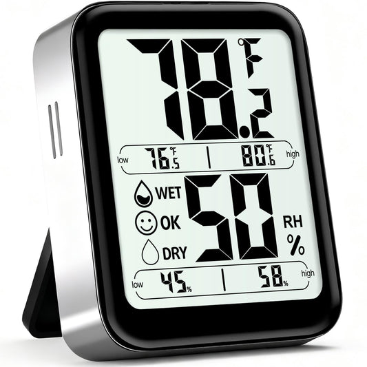 Antonki Indoor Thermometer Hygrometer, Max Min Records, w/Battery