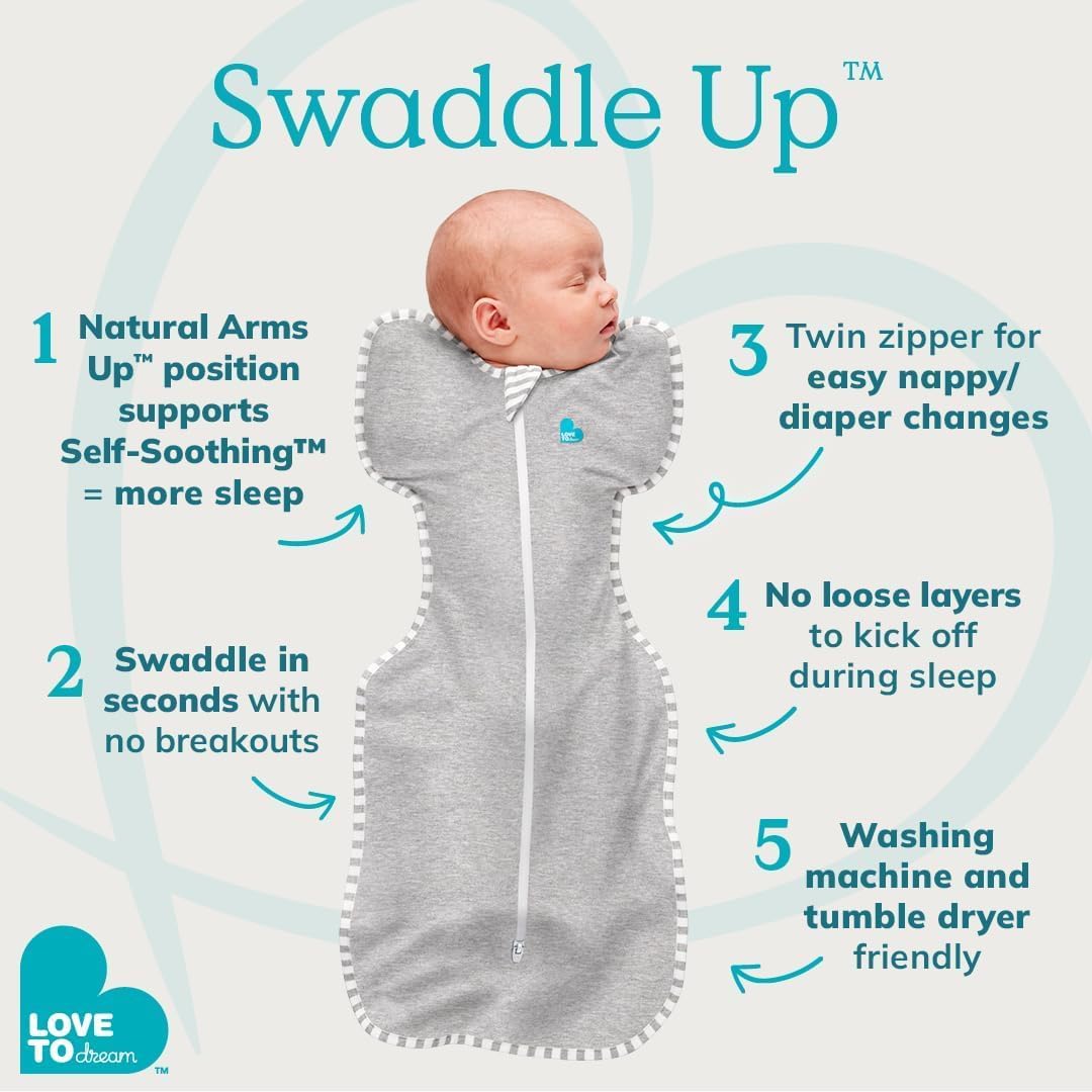 Love to Dream Swaddle UP, Baby Sleep Sack, Self-Soothing Swaddles for Newborns, Get Longer Sleep, Secure Fit Helps Calm Startle Reflex, New Born Essentials for Baby, 1.0 TOG, 13-19 lbs, Deep Olive