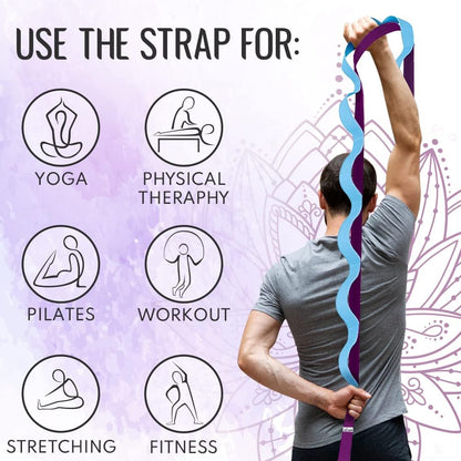 TECEUM Stretching Strap with 10 Loops for Physical Therapy & Rehab | Non-Elastic Yoga Stretch Band for Hamstring, Leg, Hip & Knee Rehab, Pilates, Flexibility & Mobility Exercises for Men & Women