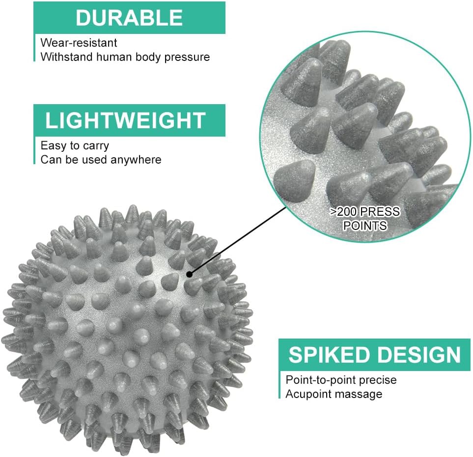 URAQT Spiky Massage Ball Set, 2 Pack Physical Therapy Massage Balls, Hard Lacrosse Ball & Spiky Massage Ball for Myofascial Release and Trigger Point Deep Tissue Massage (Blue)