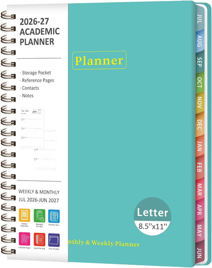 Planner 2026-2027, Weekly and Monthly Calendar Planner, JUL 2026 - JUN 2027 | Academic Year, Daily Agenda Book, A5(6.3'' x 8.5''), Sprial Bound, Inner Pocket, Office School Use