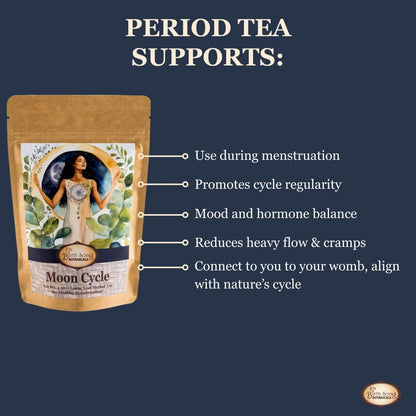 Birth Song Botanicals Organic Moon Cycle Menstrual Tea for Women, Herbal Period Cramp & PMS Relief, Hormone Balance, Bloat & Cycle Support Raspberry Leaf, Mugwort & Chamomile 30 Servings