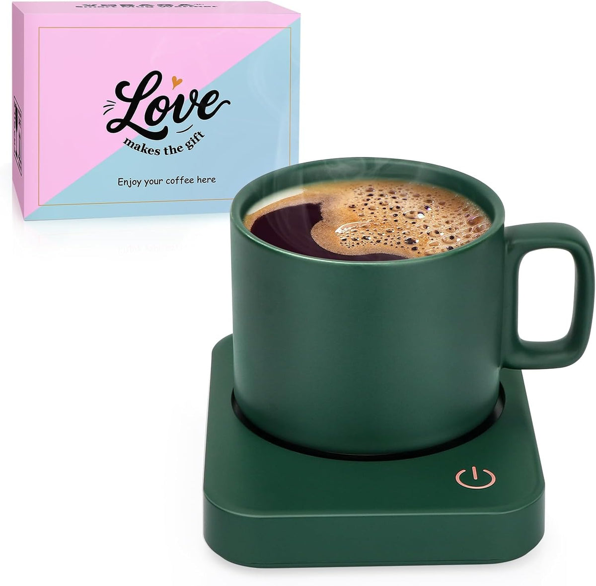 VOBAGA Coffee Mug Warmer for Desk with Auto Shut Off & 3-Temp Settings, Coffee Cup Warmer with Smart Safety Alert Home Office Accessory, Perfect for Coffee, Tea, Milk (Mug for Display)