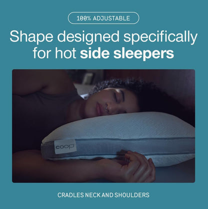 Coop Home Goods Cool+ Adjustable Pillow, Queen Size Plus Shaped Memory Foam Pillows with Cooling Gel, Back, Stomach or Side Sleeper, Neck Support for Sleeping, CertiPUR-US/GREENGUARD Gold