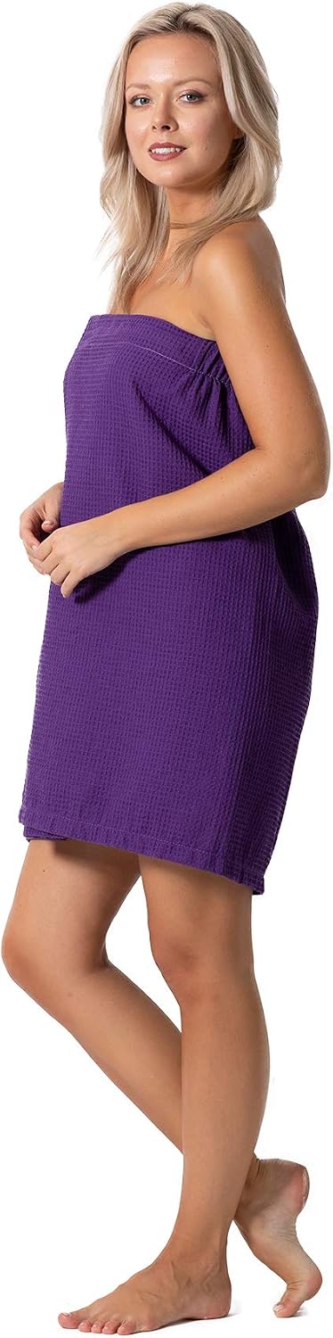 Turkish Linen Women’s Waffle Spa Body Wrap with Adjustable Closure