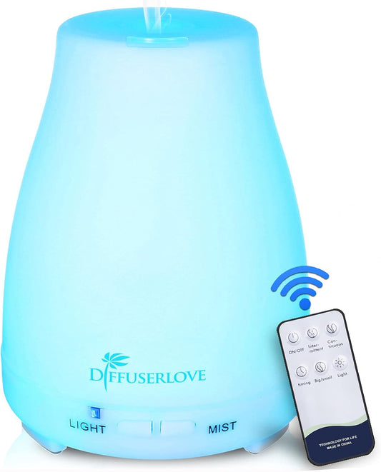 Diffuserlove Diffuser 2 Pack Essential Oil Diffuser 200ML Remote Control Ultrasonic Aromatherapy Diffuser Mist Humidifiers for Bedroom Office Yoga