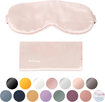 Blissy Silk Sleep Mask - Eye Sleeping Mask for Women & Men for Total Blackout - 100% Pure Mulberry Silk, 22 Momme 6a Fibers - Blindfold Sleep Mask Side Sleeper Eye Cover (Non Adjustable)