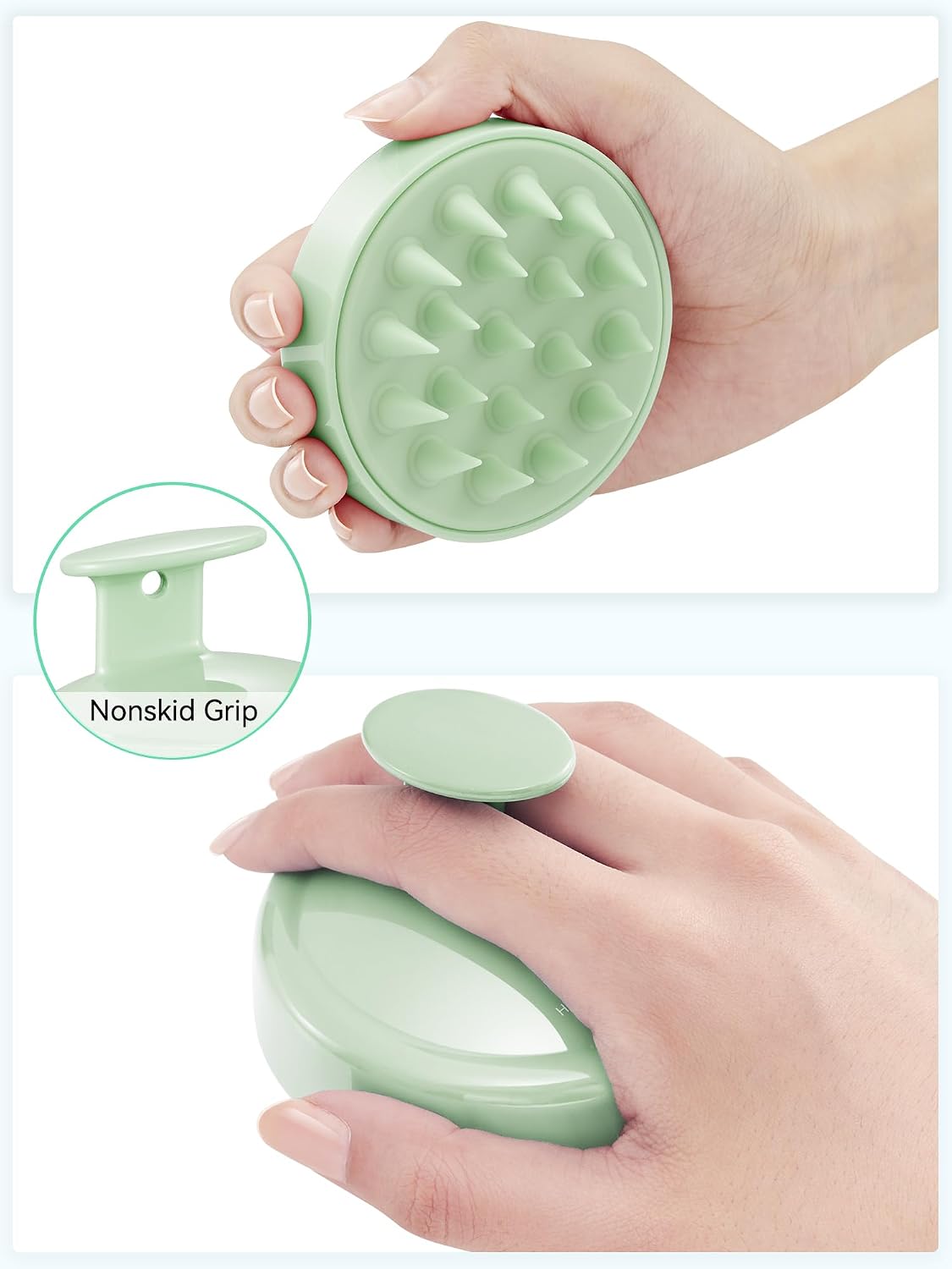 HEETA Scalp Massager Hair Growth, Soft Silicone Scalp Scrubber Shampoo Brush for Exfoliation, Dandruff Removal Head Massage Stress Relax, Wet & Dry Use for Thick Thin Curly Hair Care, Black