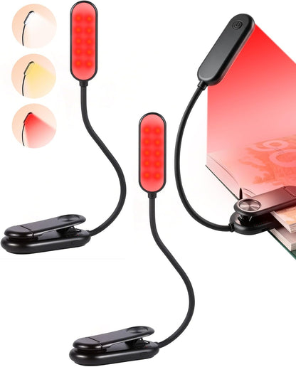 630nm Red Book Light for Reading at Night - Zero Blue Light, Dimmable Reading Lights for Books in Bed, LED Book Lamp Clip on, Gift for Students Parents Nurse Studying Travel (1 Pack)