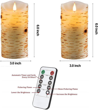 2PACK Outdoor Plastic flameless Candles with Remote Control and Timer, LED Flickering Battery Operated Electric Pillar Candles (D3 xH5.5) for Camping, Weddings, Home Decoration