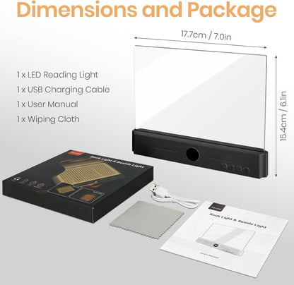 LED Book Light, 3 Color Temps & Stepless Dimming, Night Reading with Timer