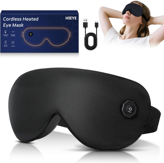 Cordless Heated Eye Mask for Dry Eyes,Electric Warm Compress for Fast Eye Relief Rechargeable USB Heat Relax Mask for Sleep