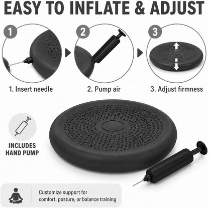 Hanstuten Wobble Seat Cushion & Core Balance Disc - Rubber Wiggle Seat for Active Sitting, Office Desk Chair, and Core Strength Training