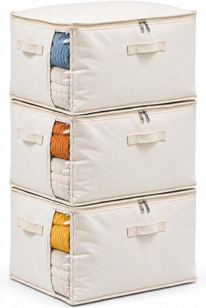 Canvas Comforter Storage Bags for Clothes & King Comforters, Natural