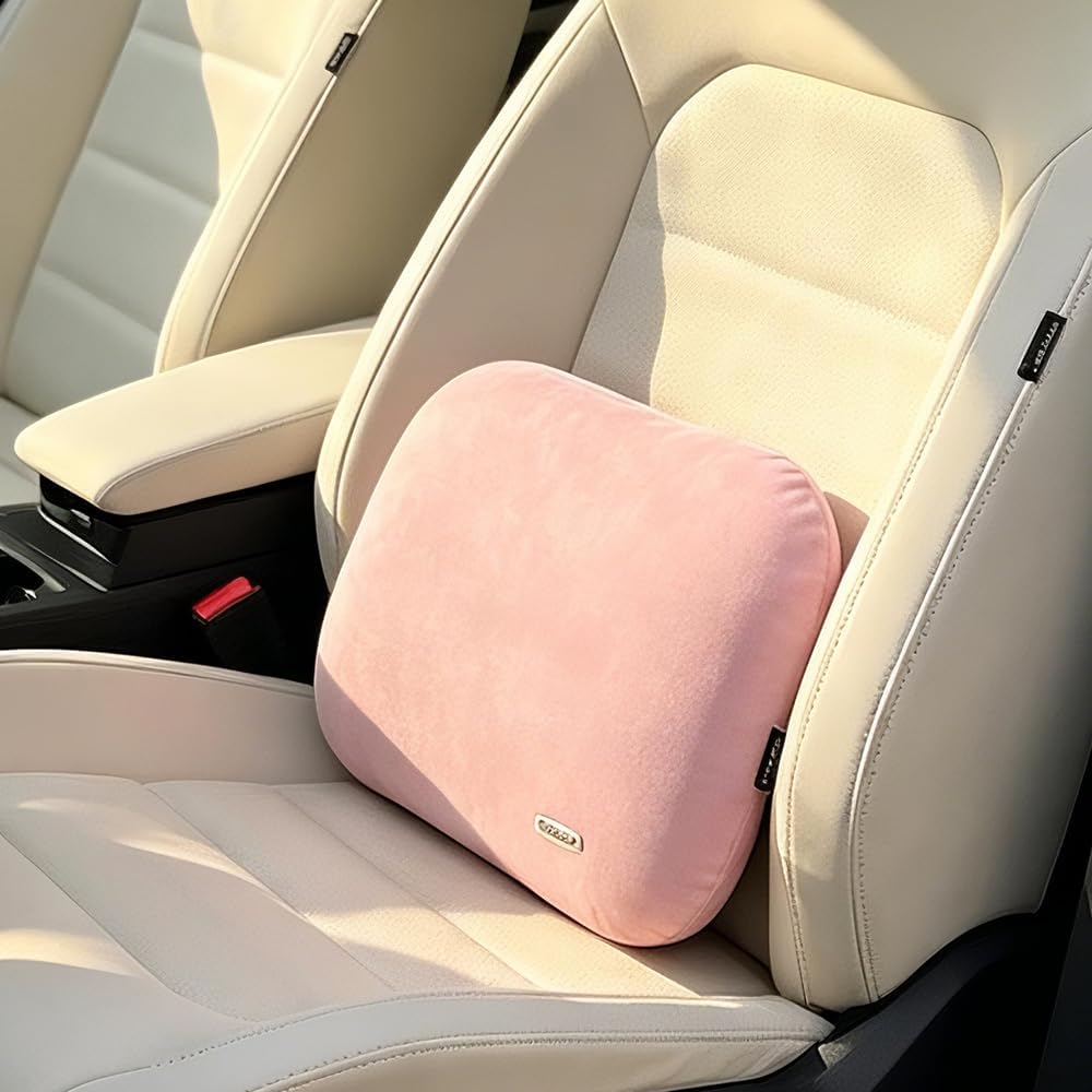 Carwales Emulsion Lumbar Support Pillow for Car Driving Seat Relax Soft Lower Back Support Home Office Chair Cushion Desk Accessories Waist Pain Relief Black