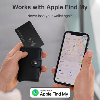 Apple MFi Certified Wallet Tracker, Works with Apple Find My, Rechargeable 0.07in Ultra-Slim Tracking Card, Item Locator for Wallet, Luggage, Passports, Purse (B1)