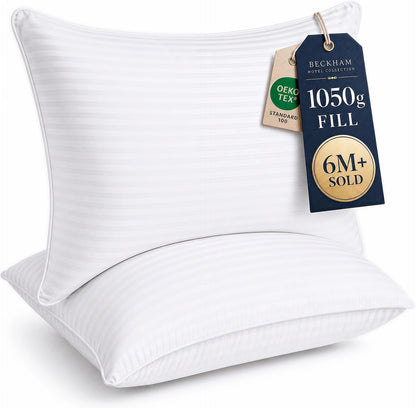 Beckham Hotel Collection Bed Pillows Standard/Queen Size Set of 2 - Original Soft Down Alternative Pillow for Sleeping - Soft Support for Back, Stomach or Side Sleepers