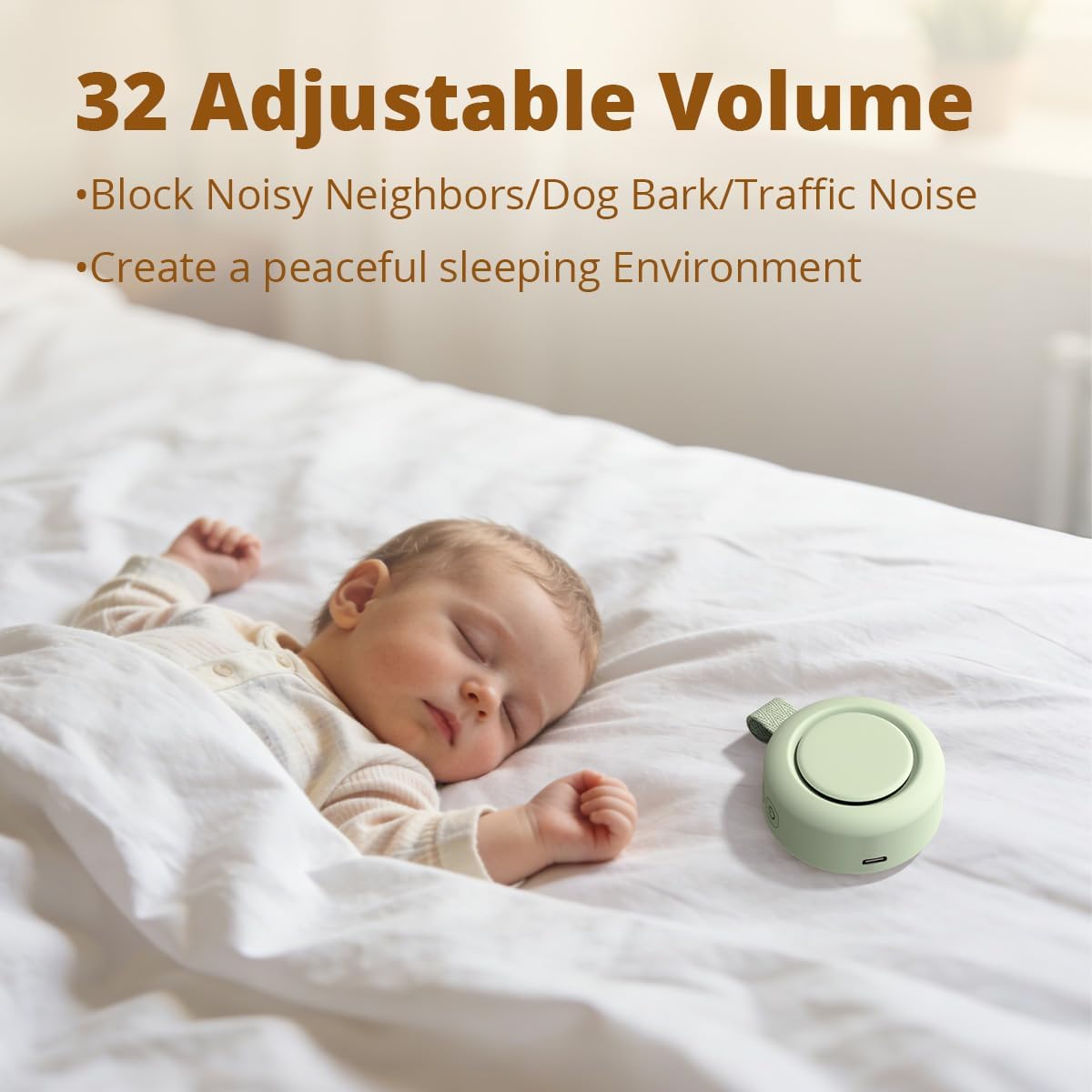 Portable White Noise Sounds Machine Car Seat Stroller Baby Shushing Soother 30 Soothing Sounds for Baby Kids Adults Pets 4 Timers Memory Function Brown Pink Noise Sleep Machine for Home Travel Office