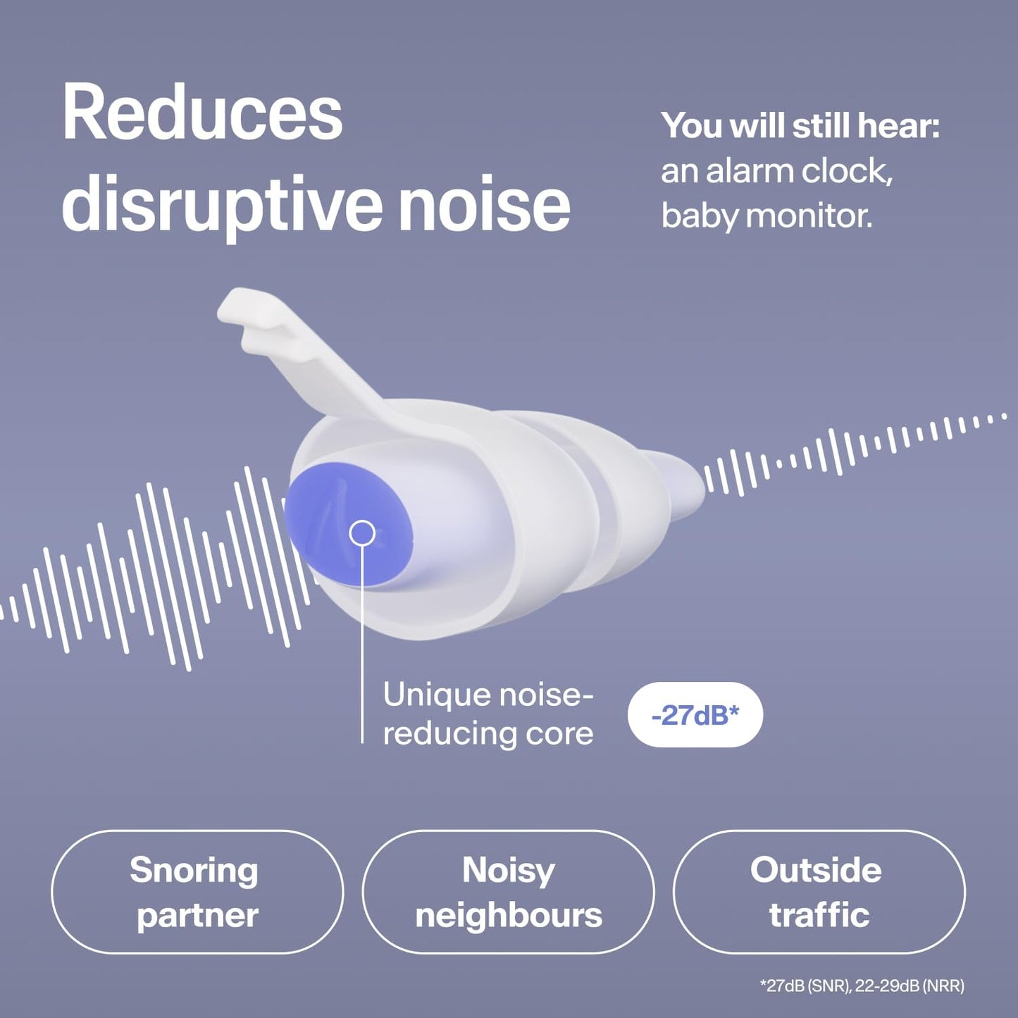 Alpine SleepDeep Earplugs for Sleeping – Side Sleepers & Snoring – Ultra-Soft Noise Reducing Earplugs – 27dB SNR – Hypoallergenic, Silicone-Free – 3 Pairs (S, M, L)