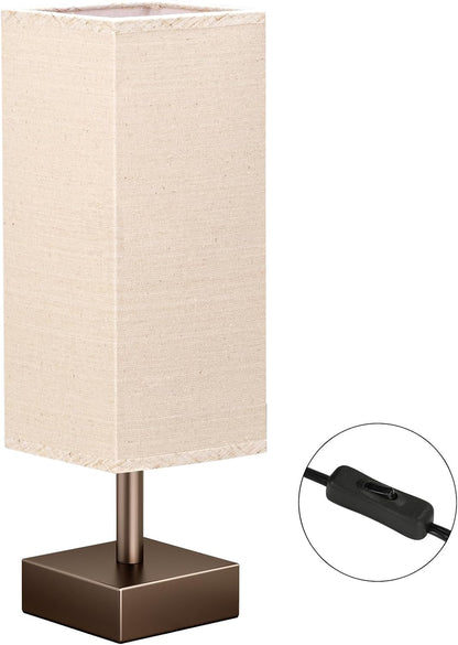 aooshine Small Table Lamp for Bedroom - Bedside Lamps for Nightstand, Minimalist Night Stand Light Lamp with Square Fabric Shade, Desk Reading Lamp for Kids Room Living Room Office Dorm