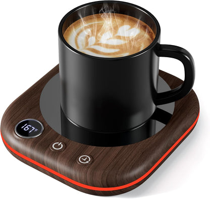 Mug Warmer Upgraded,Coffee Mug Warmer for Desk LEDs Light 3 Temp Settings (113-167°F) 1-12H Timer 4 H Auto Shut Off Beverage Cup Candle Warmer for Coffee Tea Milk(Black)