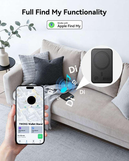 TWZKG for MagSafe Wallet, Works with Apple Find My,5 Card Holder with Stand