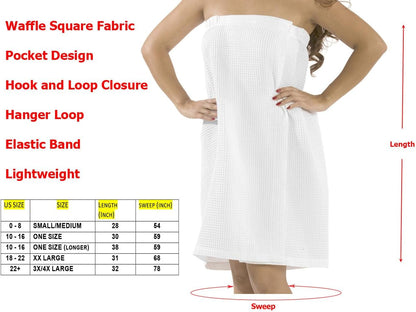 BY LORA Womens Lightweight Waffle Spa Wrap Towel, Quick-Dry Body, Multi Colors