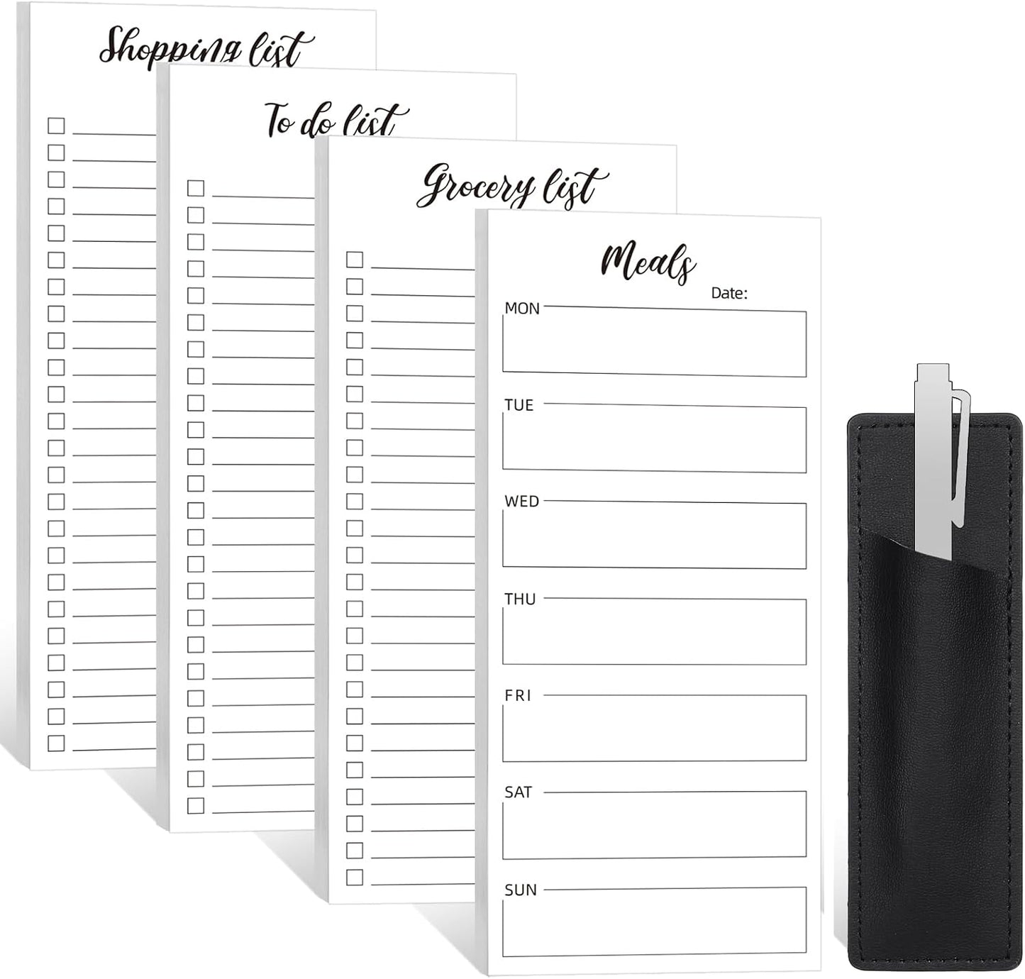 Thboxes 4 Pack Magnetic Note Pad for Fridge with Pen Holder, Totally 200 Sheets Grocery List Magnet Pad for Refrigerator Magnetic Shopping List Pad（Fruit Design）