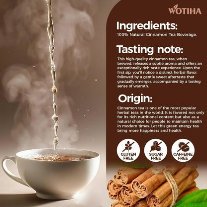 WOTIHA Premium Ceylon Cinnamon Tea Bags (75 Count) - 100% Pure Cinnamon Sticks for Blood Sugar Support & Relaxation - Caffeine-Free, Sugar-Free, Vegan, No Additives