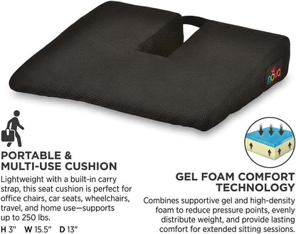NOVA Medical Products Coccyx Gel Foam Car & Seat Cushion, Black