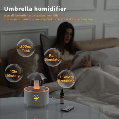 Humidifiers for Bedroom,Aromatherapy Essential Oils Diffuser | 7 Colors Breathing LED Light,Rotating Umbrella Rain Drops,12 hours of Continuous Mist, Ideal Holiday Gifts for Home Office
