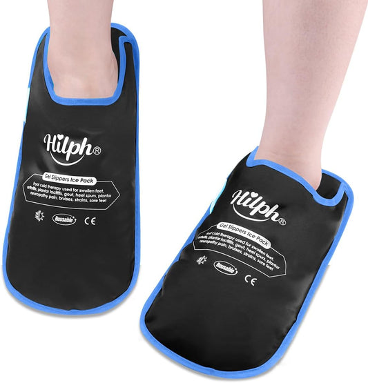 Hilph Foot Ice Pack Slippers,1 Pair Ice Pack for Foot and Toes for Plantar Fasciitis, Gout, Bunions & Neuropathy Relief, HSA or FSA Eligible Hot Cold Therapy Gel Slippers for Surgery Recovery, Blue