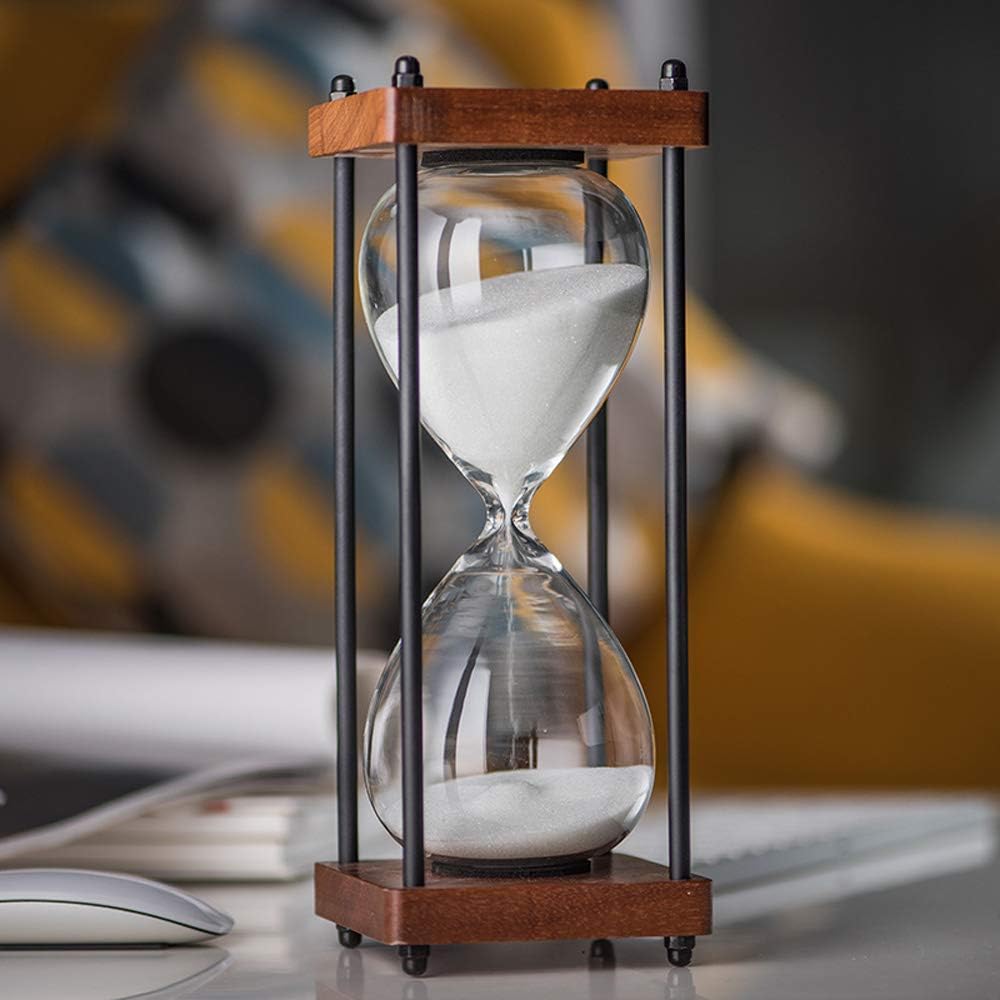 Large Hourglass Timer 60 Minute, Decorative Wooden Sandglass, Black