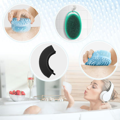 Silicone Body Scrubber, Exfoliating Body Scrubber Silicone, 3pack Soft Loofah Silicone Body Scrubbers for Use in Shower, Shower Scrubber for Body, Silicone Scrubber Men Women for All Skin