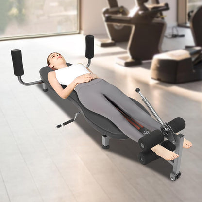 Back Stretch Decompression Bench,Adjustable Back Stretch Machine,Inversion Table Workout Bench with Hand-Crank Stretching Retraction,Inversion Traction Table for Relieving Hunchback,Capacity 330.7Lbs