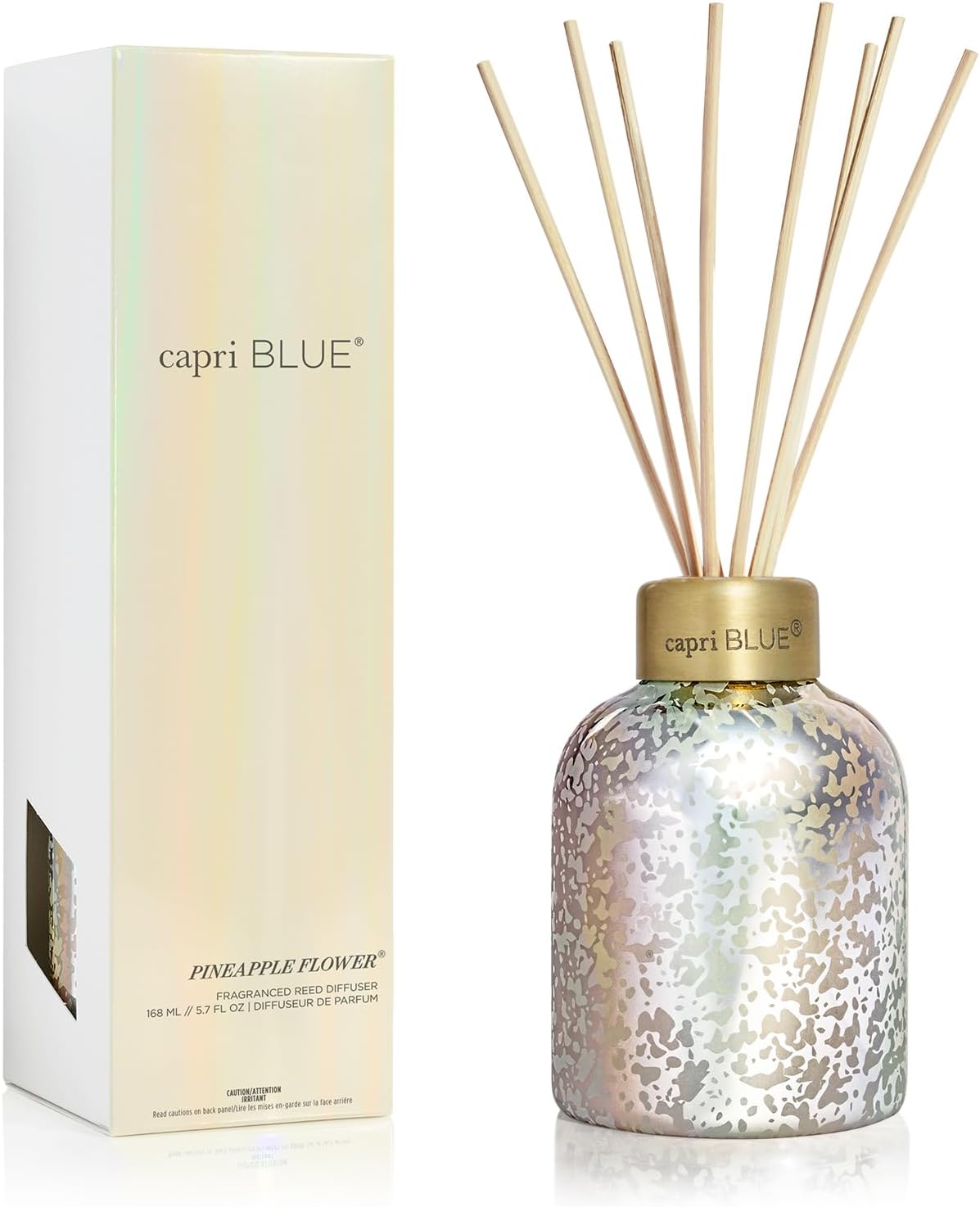 Capri Blue Reed Diffuser - Reed Diffuser Set Includes Scented Oil, Sticks, and Mercury Iridescent Glass Bottle - Home Decor Room Fresheners - Volcano (5.7 fl oz)
